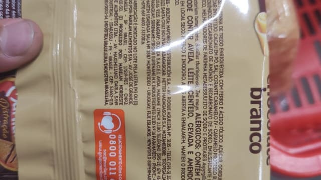 Rótulo do produto Biscoito Marilan Chocolate Branco