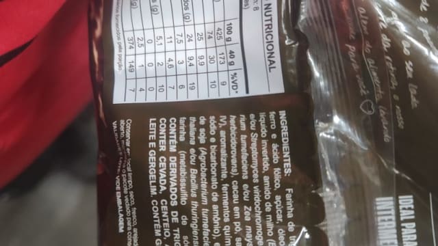 Rótulo do produto Biscoito Doce Sabor Cacau