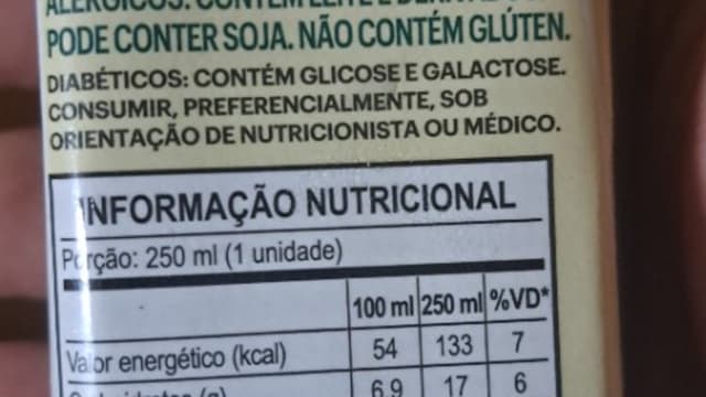 Rótulo do produto Bebida Láctea Proteica sem Lactose
