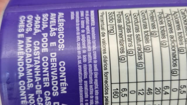Rótulo do produto Creme de Amendoim com Avelã e Whey Protein