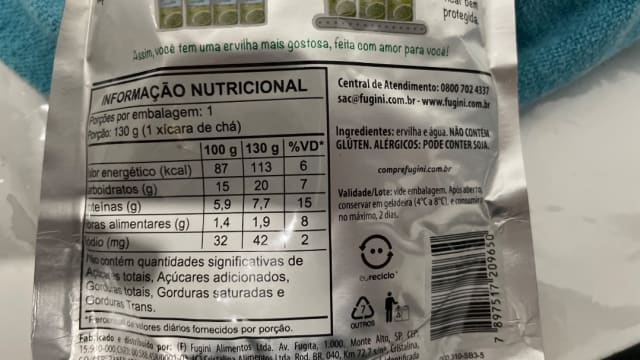 Rótulo do produto Ervilha Fugini