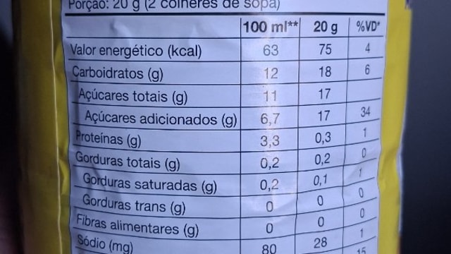 Rótulo do produto Achocolatado em Pó Toddy