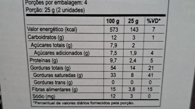 Rótulo do produto Chocolate Amargo 90% Cacao