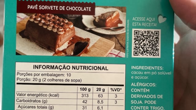 Rótulo do produto Chocolate em Pó Solúvel Dr. Oetker