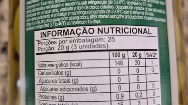 Rótulo do produto Azeitona Verde em Conserva com Caroço Zaelitas