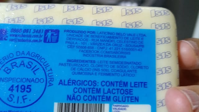Rótulo do produto Queijo Ísis
