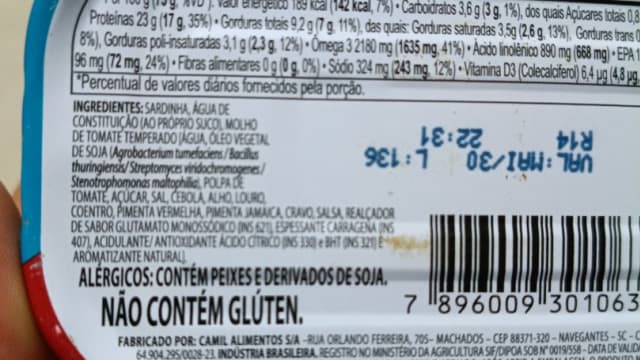 Rótulo do produto Sardinha com Molho de Tomate Temperado
