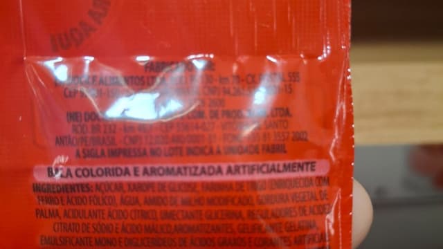Rótulo do produto Bala Colorida e Aromatizada Artificialmente