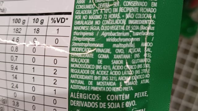 Rótulo do produto Patê de Atum Coqueiro