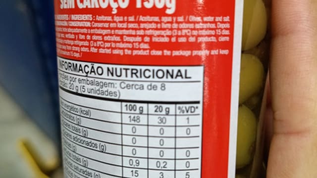 Rótulo do produto Azeitona Verde em Conserva Sem Caroço