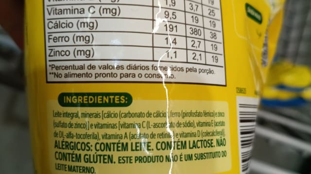 Rótulo do produto Leite em Pó Integral Fortificado