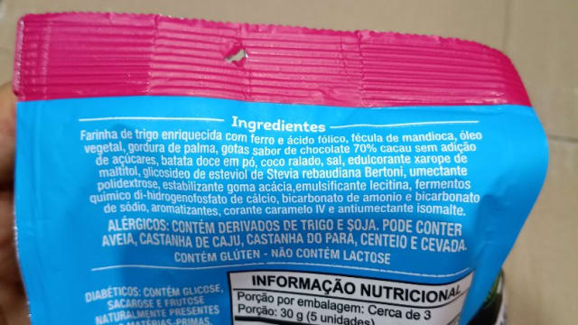 Rótulo do produto Cookies Zero Adição de Açúcares