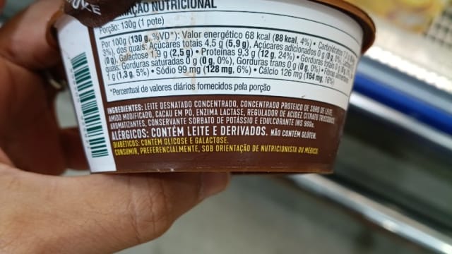 Rótulo do produto Sobremesa Láctea Proteica Sabor Cacau / Chocolate