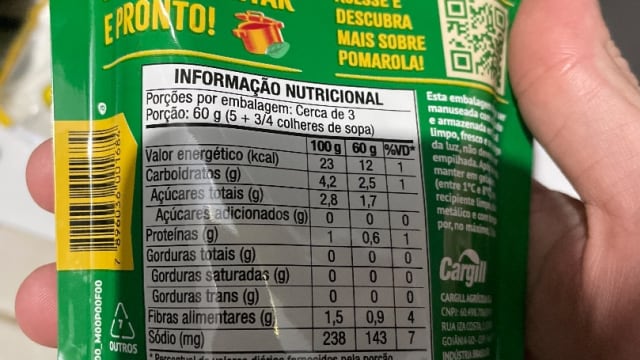 Rótulo do produto Molho de Tomate Pomarola
