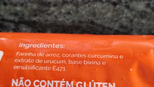 Rótulo do produto Massa Alimentícia de Arroz