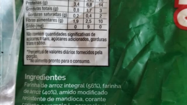 Rótulo do produto Macarrão de Arroz Integral Urbano