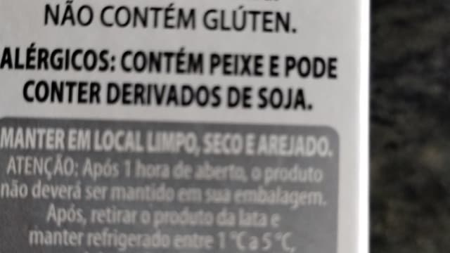 Rótulo do produto Atum em azeite de oliva