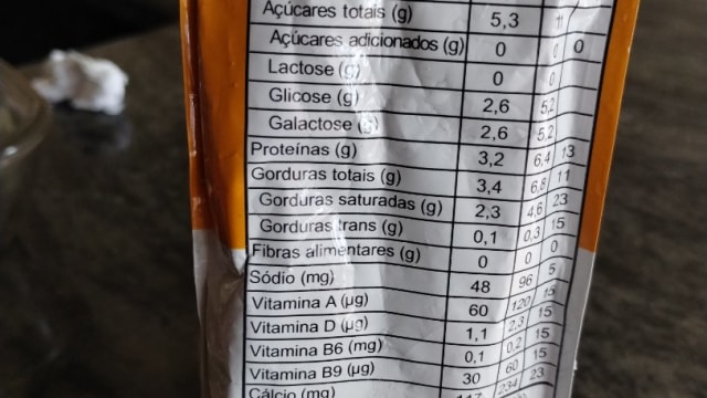 Rótulo do produto Leite Integral Zero Lactose La Serenísima