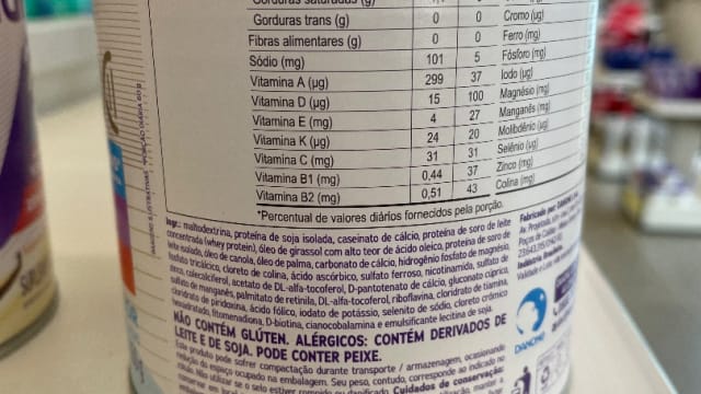 Rótulo do produto Suplemento Nutricional Danone (Nutridrink)