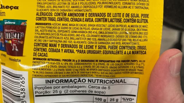 Rótulo do produto M&M's Chocolate com Amendoim