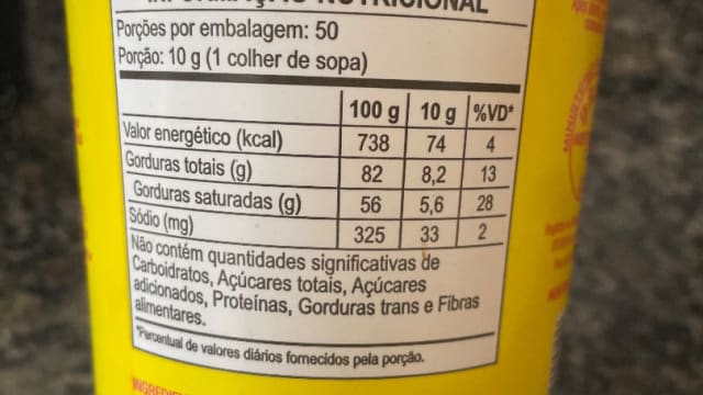 Rótulo do produto Manteiga com Sal