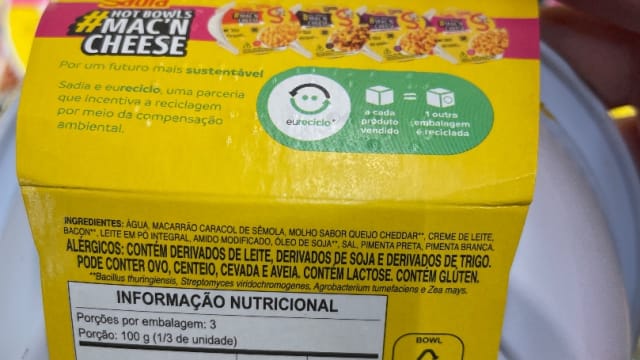 Rótulo do produto Sadia Hot Bowls Mac'n Cheese