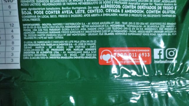 Rótulo do produto Biscoito Marilan Distração