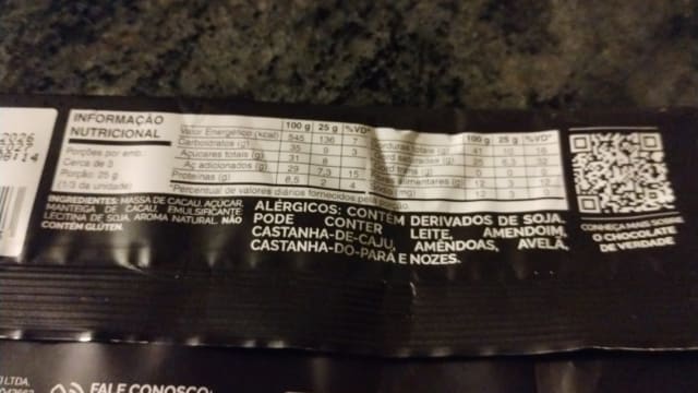 Rótulo do produto Chocolate Divine