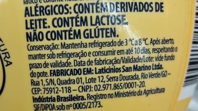 Rótulo do produto Manteiga com Sal