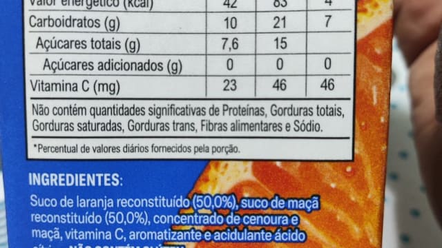 Rótulo do produto Suco Misto de Laranja e Maçã