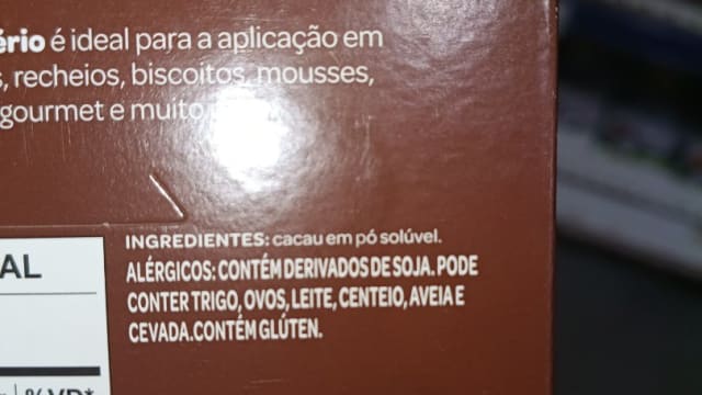 Rótulo do produto Cacau em Pó Solúvel