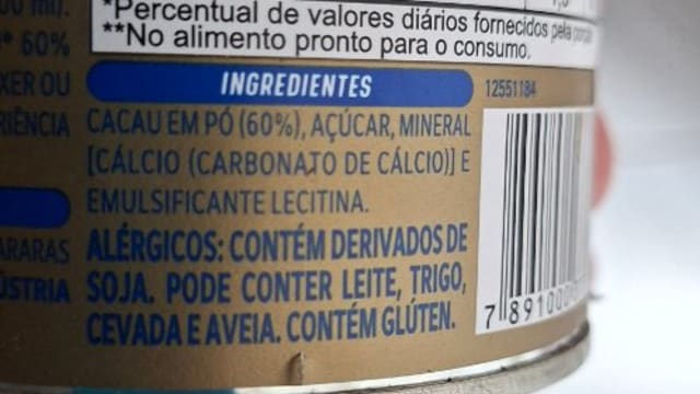 Rótulo do produto Nescau Cacau em Pó 60%