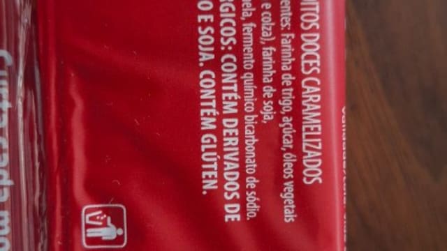 Rótulo do produto Biscoitos Doces Caramelizados