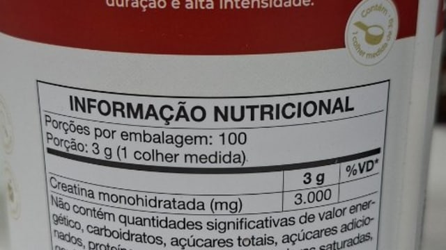 Rótulo do produto Creatina Monohidratada