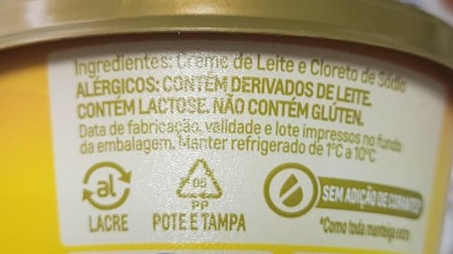 Rótulo do produto Manteiga Extra com Sal Serramar