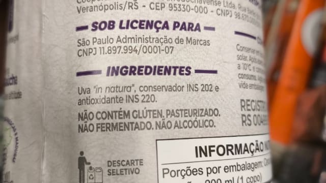 Rótulo do produto Suco de Uva Tinto Uni Sabor