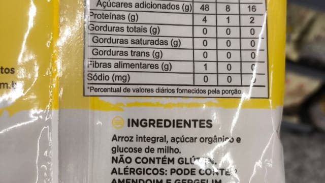 Rótulo do produto Biscoito de Arroz Integral Doce Okoshi