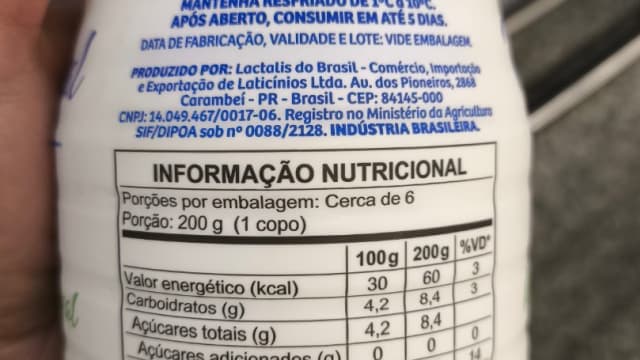 Rótulo do produto Iogurte Natural Desnatado Itambé