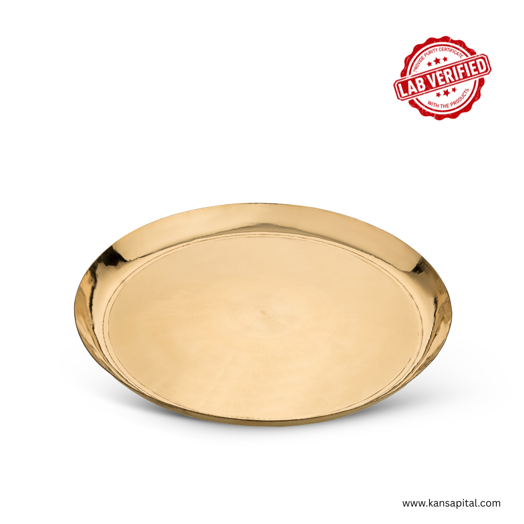 Premium Bronze (Kansa) Handmade Thali (12in) | 100% Lab Verified | Ayurvedic Digestion | 650 gm