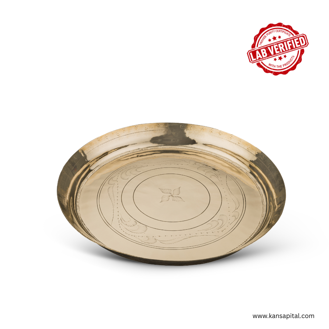 Lab verified Pure Hand Mad Kansa Thali 11.5 inch | 650 grms 