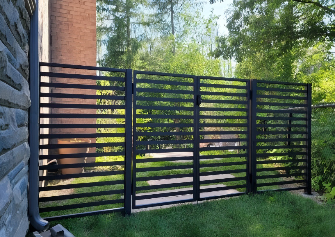 Modern Horizontal Slat Fence and Gate