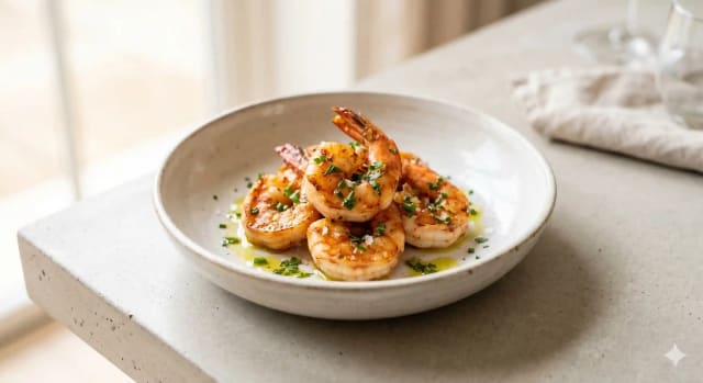 Photo de la recette Crevettes Rôties aux Épices Douces, idée de dîner à 279 kcal par portion