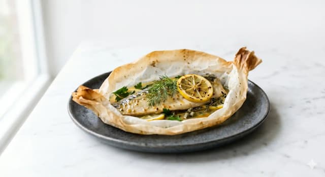 Photo de la recette Maquereaux Estivaux en Papillote, idée de déjeuner à 531 kcal par portion