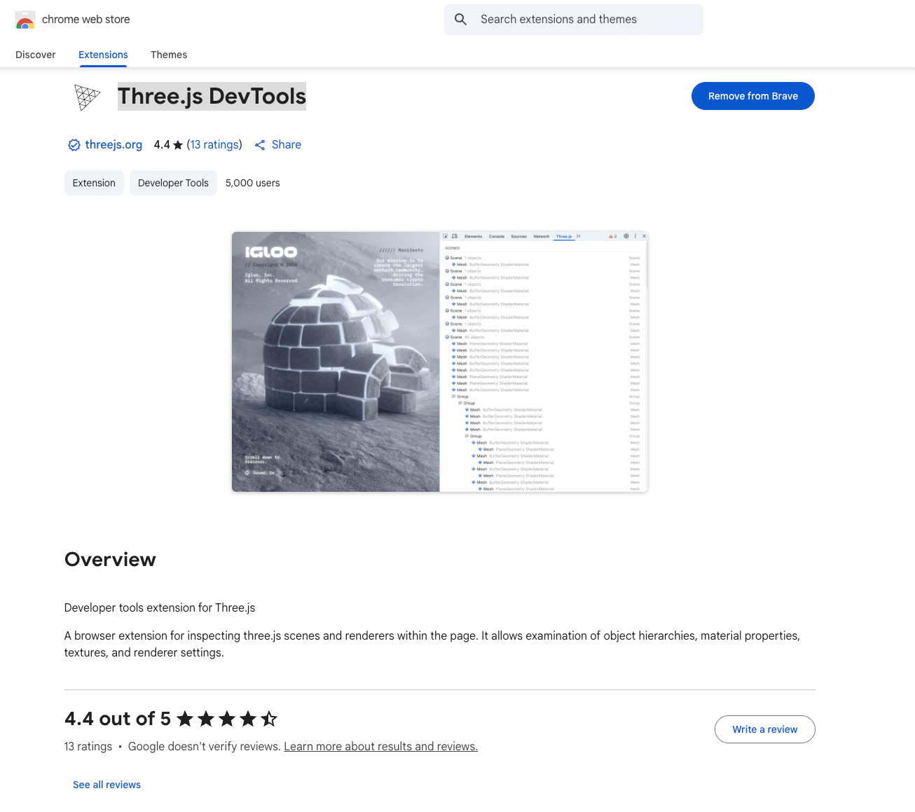 Three.js DevTools