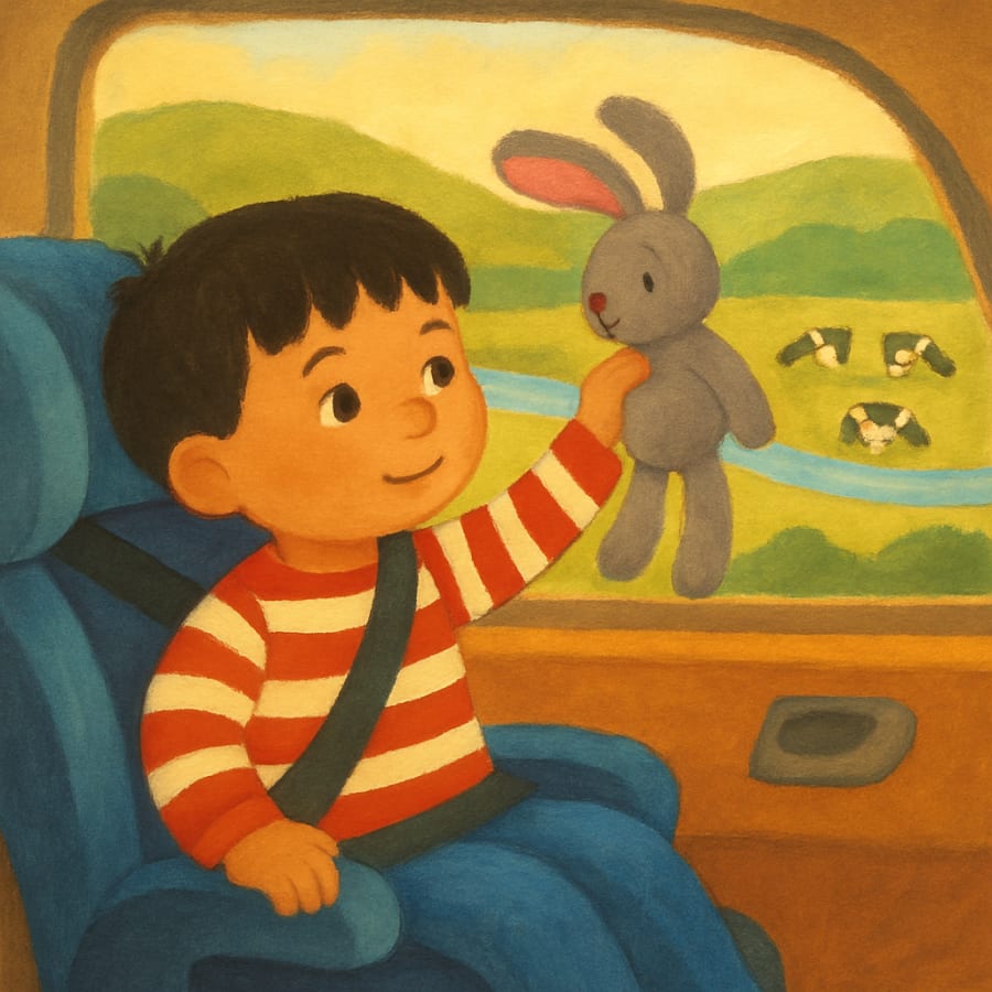 From “Moves to a New Home”: the long drive, with Bunny.