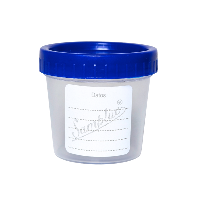 Frasco De Orina Tapa Azul Samplix No Esteril De 100 ml
