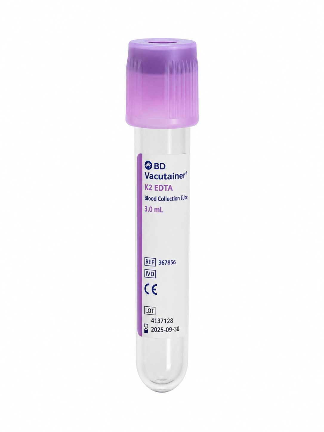 Tubo Tapa Lila Para Muestra Sangre De 3 ml Con Edta K2 Jun Nuo (Paquete de 100 Und)