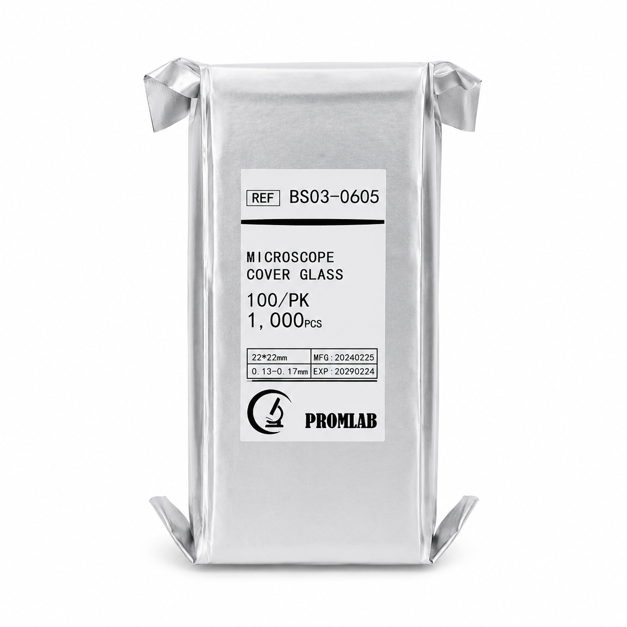 Laminilla Cubreobjeto Promlab 22 x22 mm de 100 Und (Blister X 10)