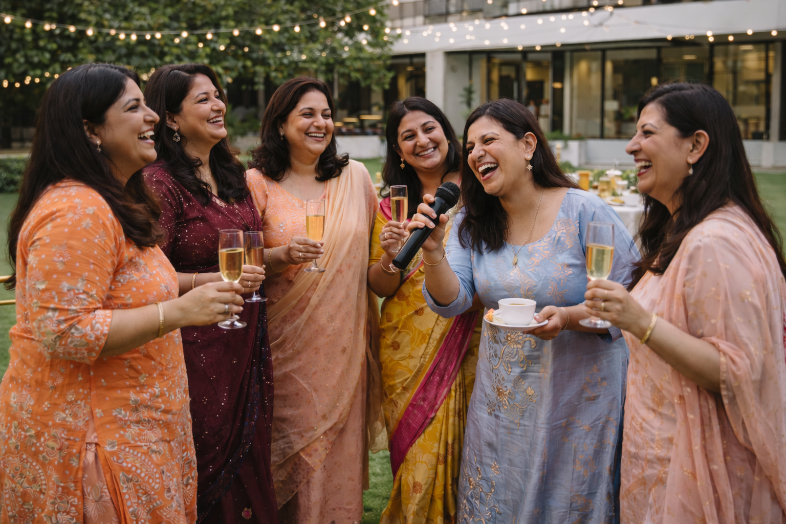 Ladies toasting outdoors