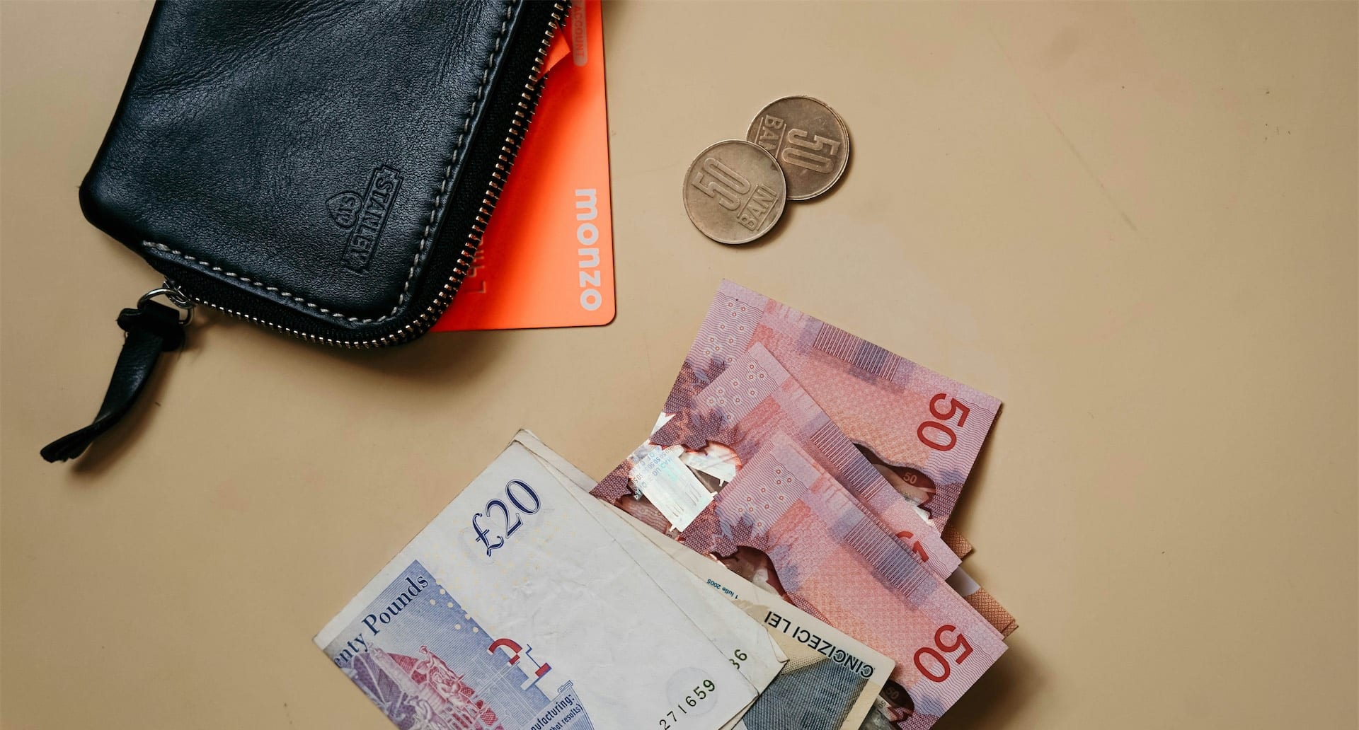 Money, wallet and coins